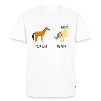 Votre tante | Cadeau de famille de ma tante licorne - T-shirt Premium bio Homme - blanc - Devant - Nico (187cm)