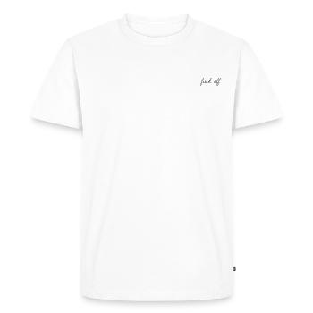 fuck off - Men's Premium Organic T-Shirt - white - Front - Nico (187cm)