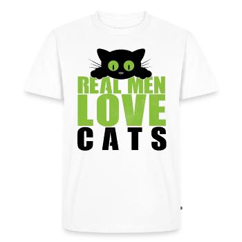 real men loves cats funny slogan for all catlover - Men's Premium Organic T-Shirt - white - Front - Nico (187cm)