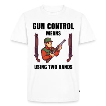 le contrôle des armes à feu signifie à l'aide de deux mains - T-shirt Premium bio Homme - blanc - Devant - Nico (187cm)