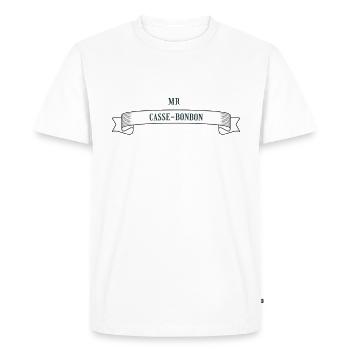 Vêtements et objets "casse-bonbon" - T-shirt Premium bio Homme - blanc - Devant - Nico (187cm)