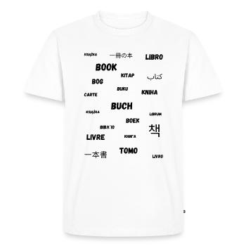 Réservez dans différentes langues - T-shirt Premium bio Homme - blanc - Devant - Nico (187cm)