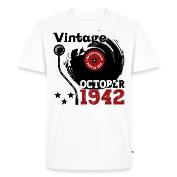 Octobre Vintage 1942 80ème Cadeau d’Anniversaire - T-shirt Premium bio Homme - blanc - Devant - Nico (187cm)