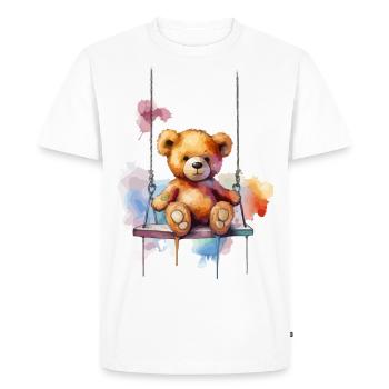Teddy bear on her swing - Men's Premium Organic T-Shirt - white - Front - Nico (187cm)