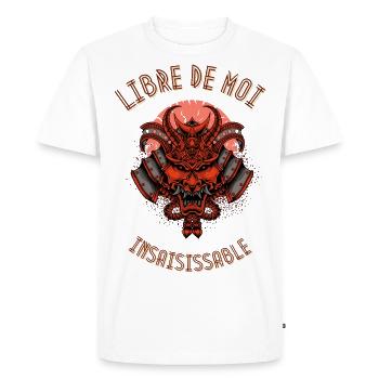 Libre de Moi Samouraï démon rouge insaisissable - T-shirt Premium bio Homme - blanc - Devant - Nico (187cm)