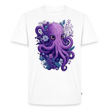 Squid Octopus Flowers Floral - Men's Premium Organic T-Shirt - white - Front - Nico (187cm)