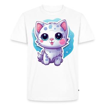 « Space Kitty: Flottant et adorable! » - T-shirt Premium bio Homme - blanc - Devant - Nico (187cm)