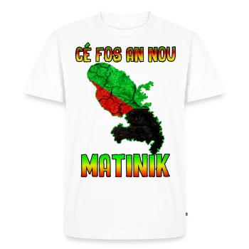 Drapeau et carte martinique cé fos an nou - T-shirt Premium bio Homme - blanc - Devant - Nico (187cm)