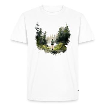 Plus vite, plus loin, plus fort : votre t-shirt de jogging - T-shirt Premium bio Homme - blanc - Devant - Nico (187cm)