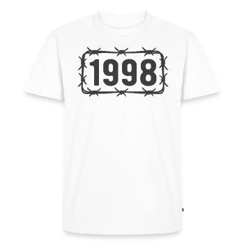 Anniversaire Vintage 1998 fil de fer barbelé - T-shirt Premium bio Homme - blanc - Devant - Nico (187cm)