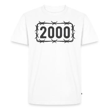 Anniversaire Vintage 2000 fil de fer barbelé - T-shirt Premium bio Homme - blanc - Devant - Nico (187cm)