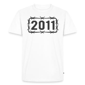 Anniversaire Vintage 2011 fil de fer barbelé - T-shirt Premium bio Homme - blanc - Devant - Nico (187cm)