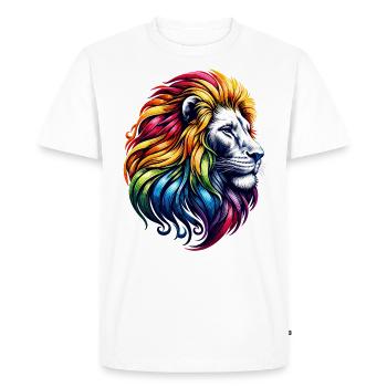Lion zodiaque Vibrant arc-en-ciel Animal symbole - T-shirt Premium bio Homme - blanc - Devant - Nico (187cm)