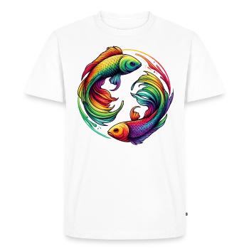 Poissons du zodiaque conception énigmatique arc-en-ciel - T-shirt Premium bio Homme - blanc - Devant - Nico (187cm)
