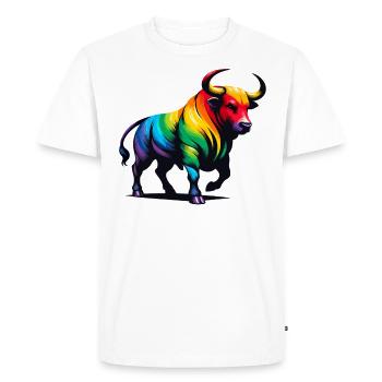 Taureau signe astrologique du zodiaque Vivid Rainbow Design - T-shirt Premium bio Homme - blanc - Devant - Nico (187cm)