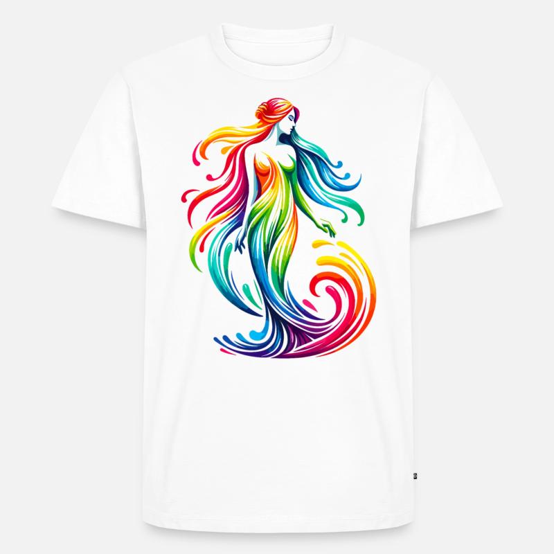 Jungfrau Sternzeichen Lebendiges Regenbogen-Design - Männer Premium Bio T-Shirt - Weiß
