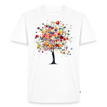 Colorful fruit tree in magical light - Men's Premium Organic T-Shirt - white - Front - Nico (187cm)
