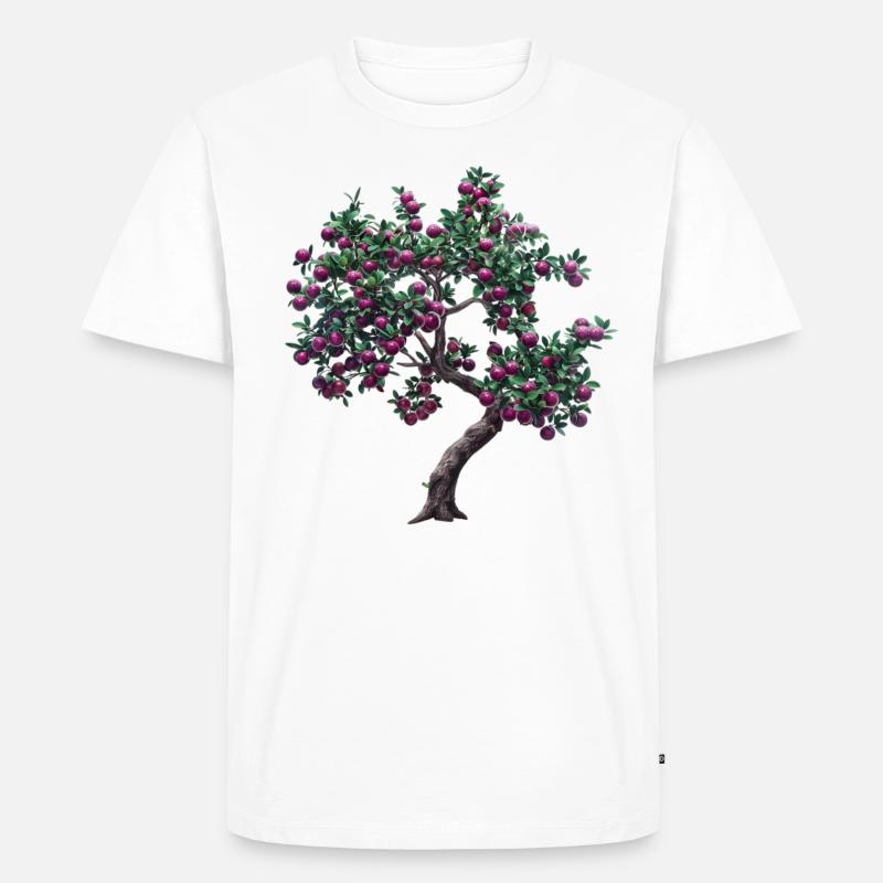 Lebendiger Baum mit Lila Früchten - Männer Premium Bio T-Shirt - Weiß