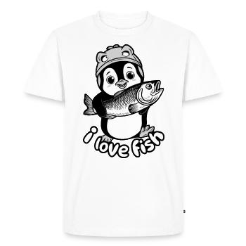 Pingouin avec des poissons - J’adore les poissons - T-shirt Premium bio Homme - blanc - Devant - Nico (187cm)