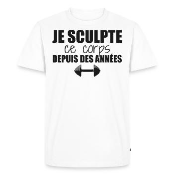 I sculpt this body, bodybuilding, muscles, humor - Men's Premium Organic T-Shirt - white - Front - Nico (187cm)