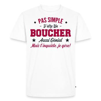 Cadeau Homme Boucher Génial - T-shirt Premium bio Homme - blanc - Devant - Nico (187cm)