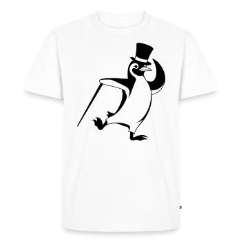 Stylish penguin with top hat and walking stick - Men's Premium Organic T-Shirt - white - Front - Nico (187cm)