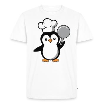 Cooking Penguin with Pan for Kitchen Lovers - Men's Premium Organic T-Shirt - white - Front - Nico (187cm)