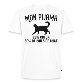 Pyjama De Poils De Chat Humour - T-shirt Premium bio Homme - blanc - Devant - Nico (187cm)