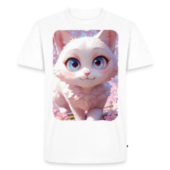 Adorable chat dans un champ de fleur de cerisier - T-shirt Premium bio Homme - blanc - Devant - Nico (187cm)