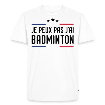 Je Peux Pas J'ai Badminton Bad Joueur de Badminton - T-shirt Premium bio Homme - blanc - Devant - Nico (187cm)