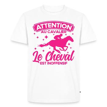 Cadeau Cavalier Cavalier Cheval - T-shirt Premium bio Homme - blanc - Devant - Nico (187cm)