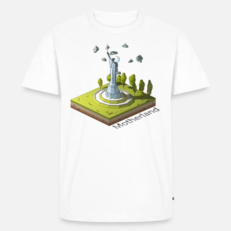 Geometrisches Low-Poly Das Mutterland ruft - Männer Premium Bio T-Shirt - Weiß