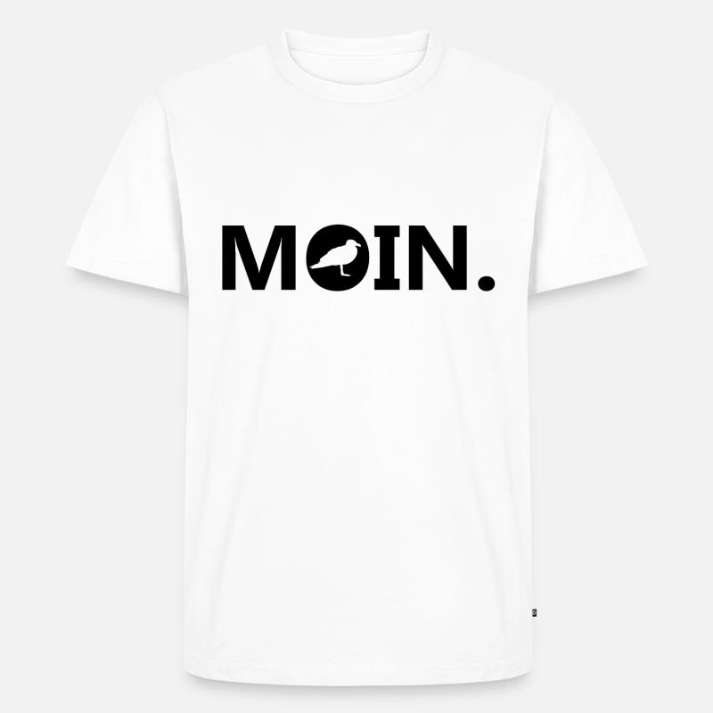 MOIN. mit Möwe - schwarz. - Männer Premium Bio T-Shirt - Weiß