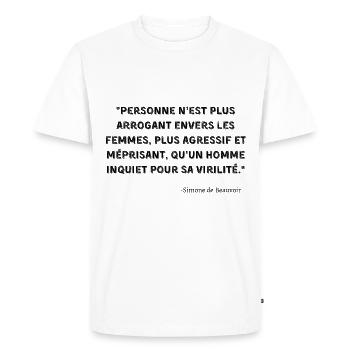 féminisme citation cadeau féministe femme homme - T-shirt Premium bio Homme - blanc - Devant - Nico (187cm)