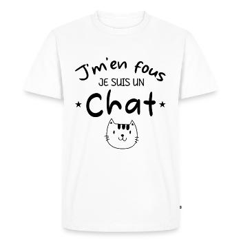 Je M'en Fous - Je Suis Un Chat - Cadeau - T-shirt Premium bio Homme - blanc - Devant - Nico (187cm)