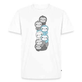 Demiboy Flag Pride LGBTQ Cute Sloth Bunch - Men's Premium Organic T-Shirt - white - Front - Nico (187cm)