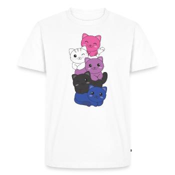 Genderfluid Flag chat Pride LGBTQ mignon chat - T-shirt Premium bio Homme - blanc - Devant - Nico (187cm)