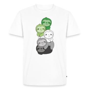 Aromantic Flag Pride LGBTQ Sweet Sloth Bunch - Men's Premium Organic T-Shirt - white - Front - Nico (187cm)