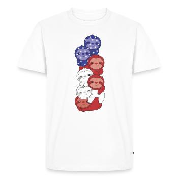 Sloth for the fourth of July USA flag sloths - Men's Premium Organic T-Shirt - white - Front - Nico (187cm)