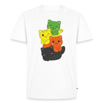 aromantic Flag Pride LGBTQ Cute Cats Bunch - Men's Premium Organic T-Shirt - white - Front - Nico (187cm)