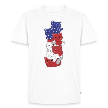 Cat for the fourth of July USA flag cats - Men's Premium Organic T-Shirt - white - Front - Nico (187cm)