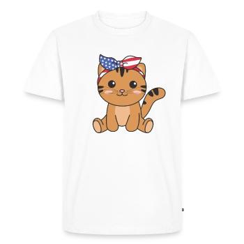 4 juillet chat américain pour enfants mignon chat américain - T-shirt Premium bio Homme - blanc - Devant - Nico (187cm)