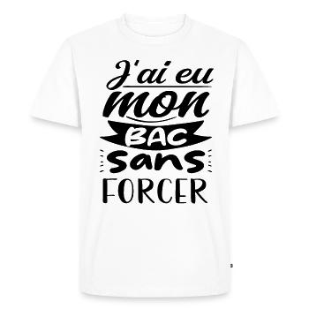j'ai eu mon bac sans forcer - T-shirt Premium bio Homme - blanc - Devant - Nico (187cm)