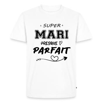 le mari parfait - T-shirt Premium bio Homme - blanc - Devant - Nico (187cm)