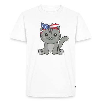 4 juillet chat américain pour enfants mignon chat américain - T-shirt Premium bio Homme - blanc - Devant - Nico (187cm)