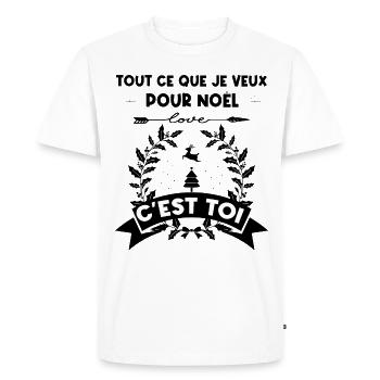 Tout ce que je veux pour Noël c'est toi - T-shirt Premium bio Homme - blanc - Devant - Nico (187cm)