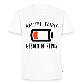 Batterie faible - T-shirt Premium bio Homme - blanc - Devant - Nico (187cm)