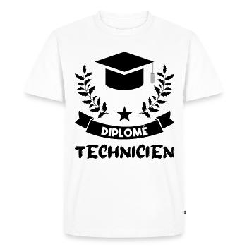 diplômé technicien. - T-shirt Premium bio Homme - blanc - Devant - Nico (187cm)