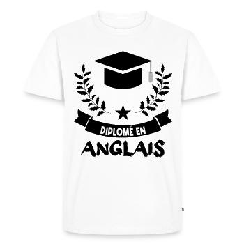 diplômé en anglais. - T-shirt Premium bio Homme - blanc - Devant - Nico (187cm)
