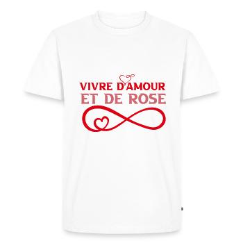 vivre d amour et de rosé - T-shirt Premium bio Homme - blanc - Devant - Nico (187cm)